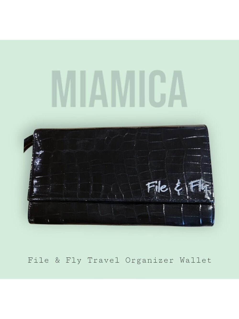 Miamica File & Fly Travel Organizer Wallet - Faux Croc Finish
